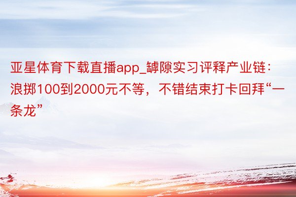 亚星体育下载直播app_罅隙实习评释产业链：浪掷100到2000元不等，不错结束打卡回拜“一条龙”