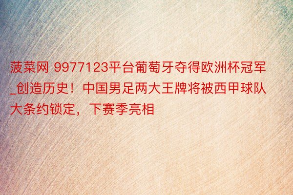 菠菜网 9977123平台葡萄牙夺得欧洲杯冠军_创造历史！中国男足两大王牌将被西甲球队大条约锁定，下赛季亮相