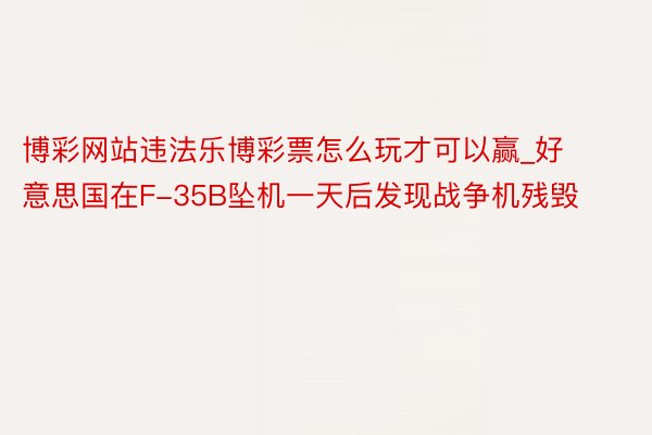 博彩网站违法乐博彩票怎么玩才可以赢_好意思国在F-35B坠机一天后发现战争机残毁